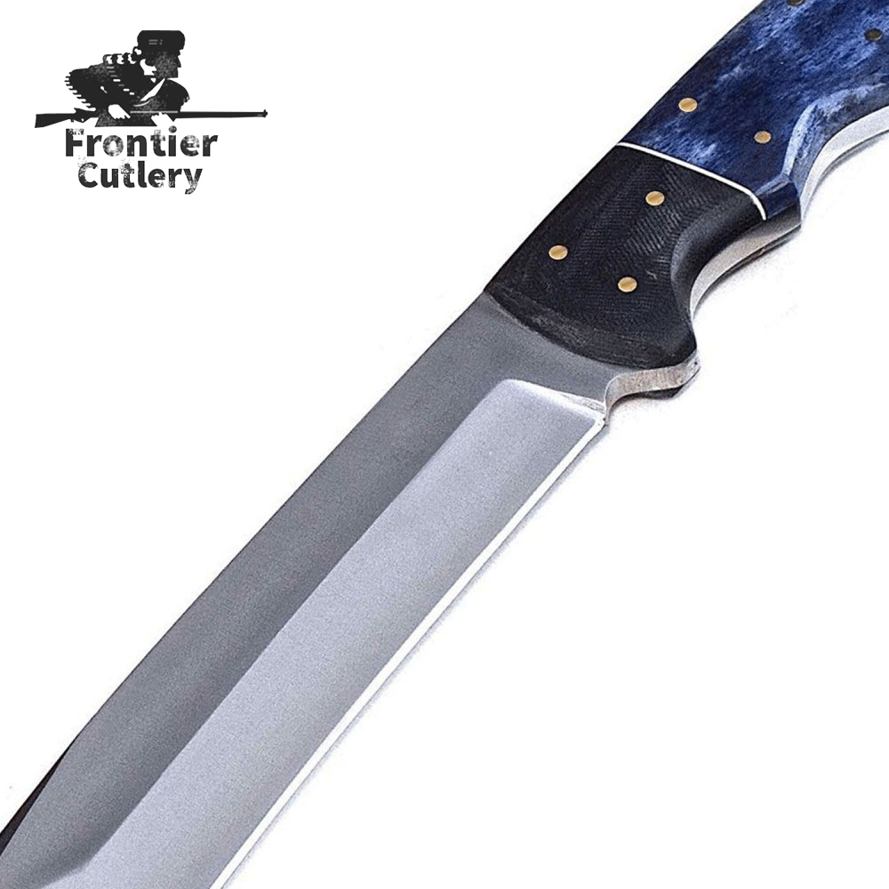 Custom Handmade D2 Tool Steel Caribbean Blue Bone-Micarta Tactical Hunting Knife