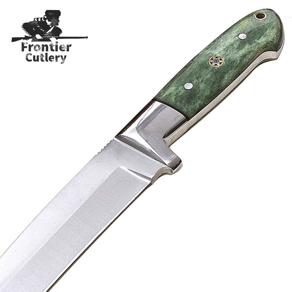 Custom Handmade D2 Tool Steel Jade-Green Camel Bone Large Tanto Hunting Knife