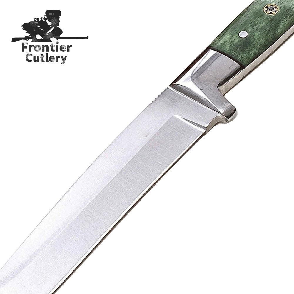 Custom Handmade D2 Tool Steel Jade-Green Camel Bone Large Tanto Hunting Knife