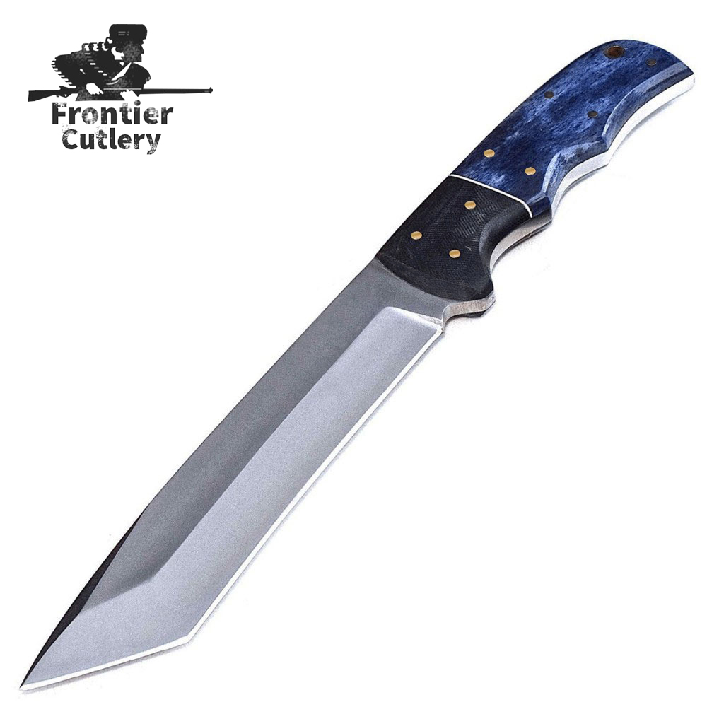 Custom Handmade D2 Tool Steel Caribbean Blue Bone-Micarta Tactical Hunting Knife