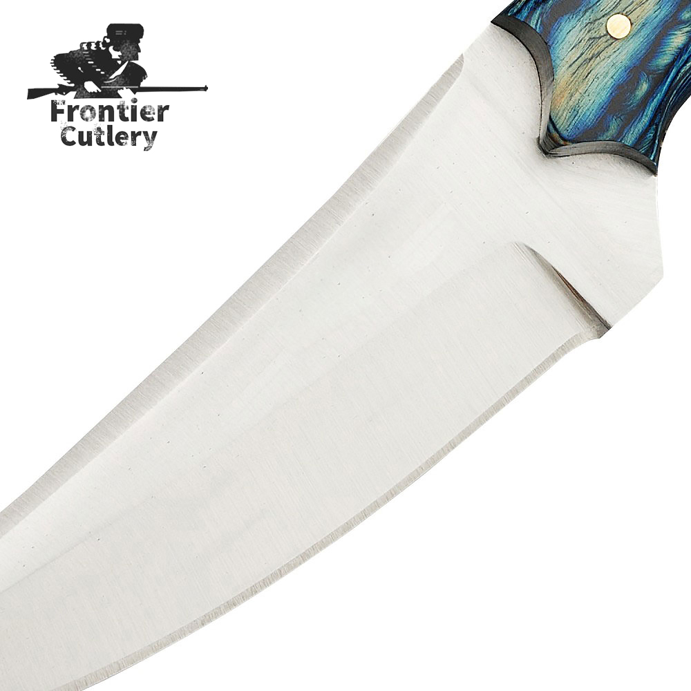 Custom Handmade Stainless Steel Hunting Style with Durable Leather Cover & Color Wood Bone Handle